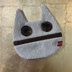 NWT Fabriano Beige Corduroy Cat Coin Purse Made in Italy